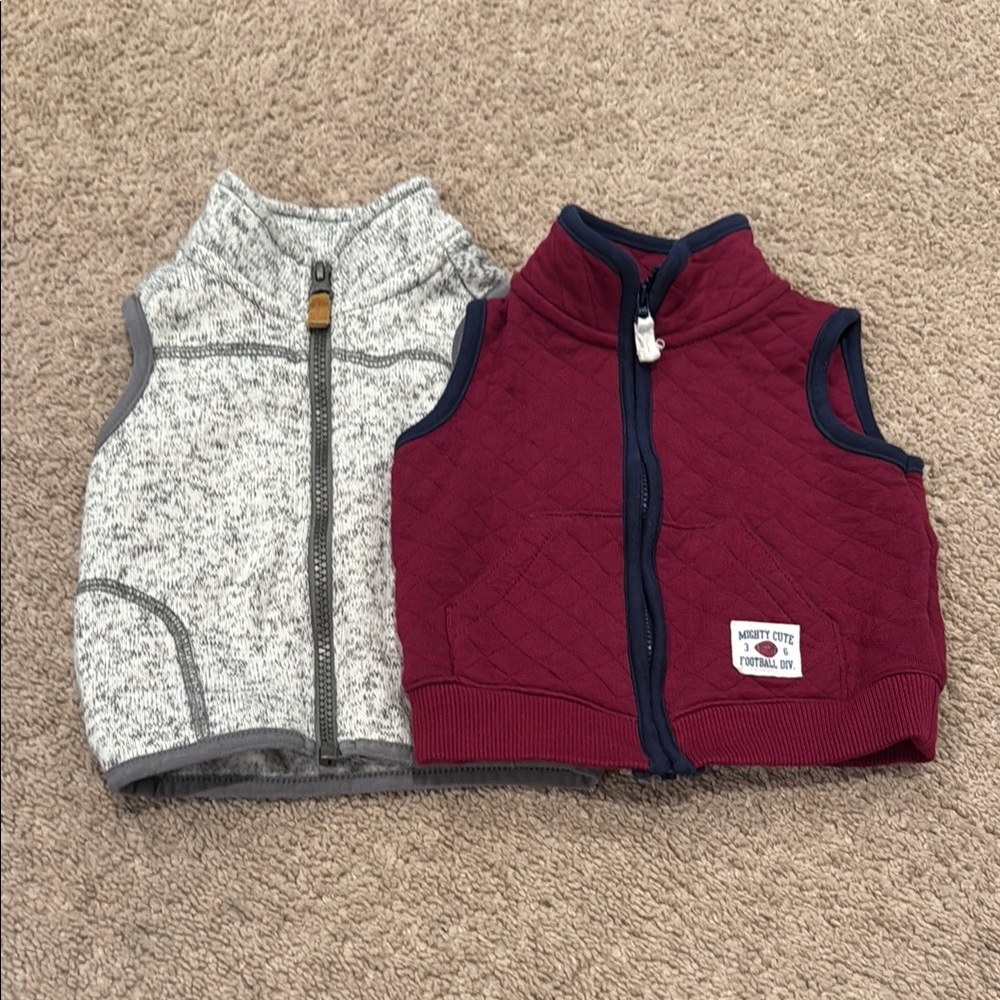 Gray and Burgundy Baby Vests
